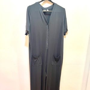 Bumble Bella jumpsuit black large lounge wear polyester spandex wide leg